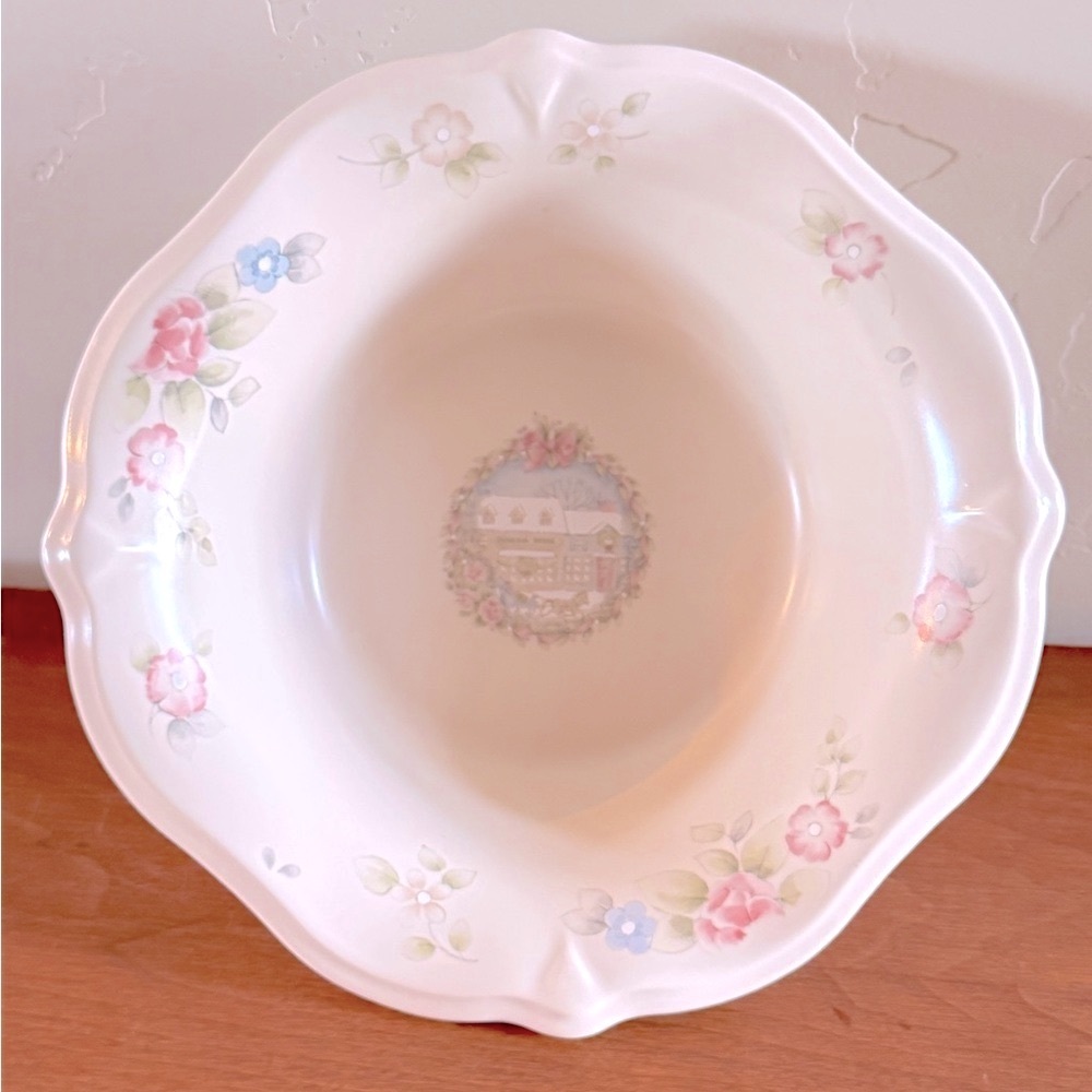 Vintage Pfaltzgraff Ivory Floral Serving Bowl Holiday Tea Rose General Store
